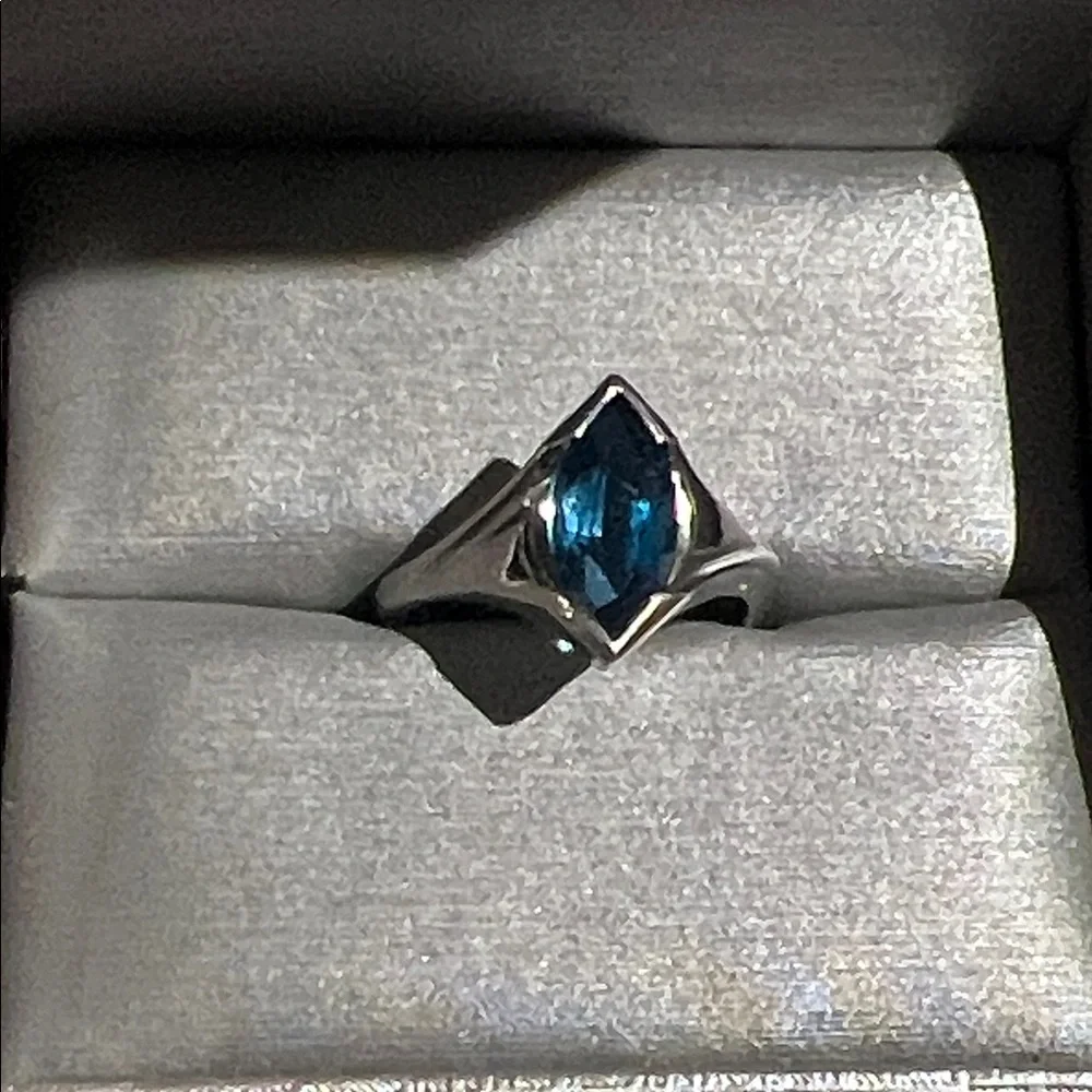 10k Custom Women's Ring with London Blue Topaz Stone - Picture 1 of 7
